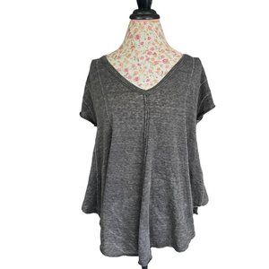 NWT we the free gray oversized semi sheer boho top size XS